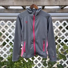 Wild Things Polartec Wind Pro Full Zip Hooded Jacket Women’s Sz M Gray USA 