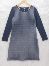 Talbots Sweater Dress Women's Medium Blue Lightweight Long Sleeve Striped Cotton