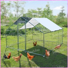 10 10ft Metal Chicken Coop Walk-in Poultry Cage Dog Run House Outdoor with Cover
