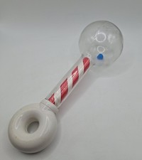 Vintage 1970s Johnson & Johnson Rattle Striped Red White Baby Toy 8" Made In USA