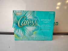 8 Caress Emerald Rush Lush Gardenia & White Tea Beauty Bars 4oz New Old Stock 