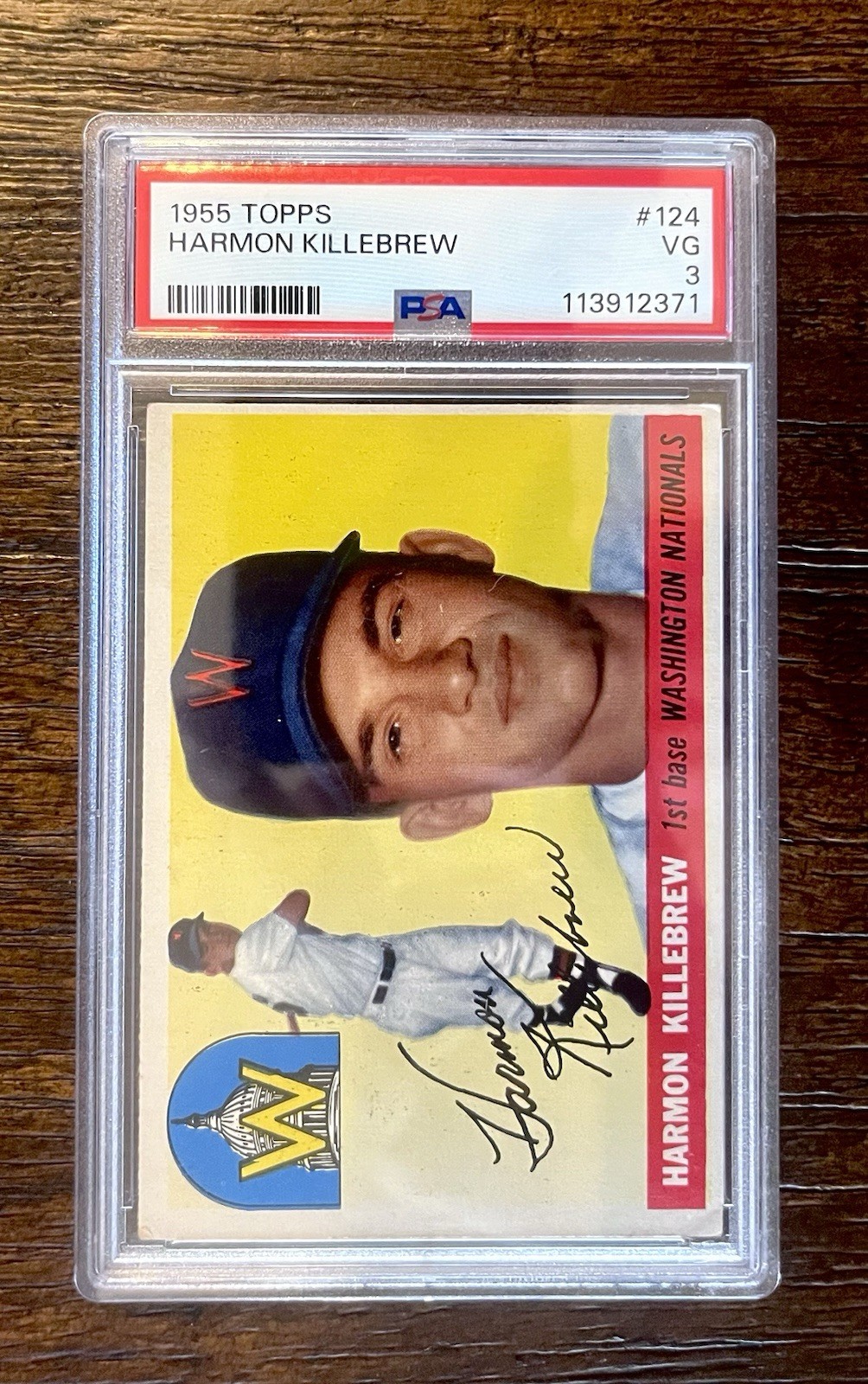 1955 Topps #124 Harmon Killebrew HOF PSA Graded 3 - VG Vintage Baseball Card view 1