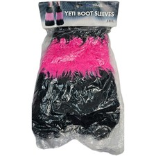 FunTasma Yeti Boot Sleeves Black Neon Pink Faux Fur Costume Accessory NEW