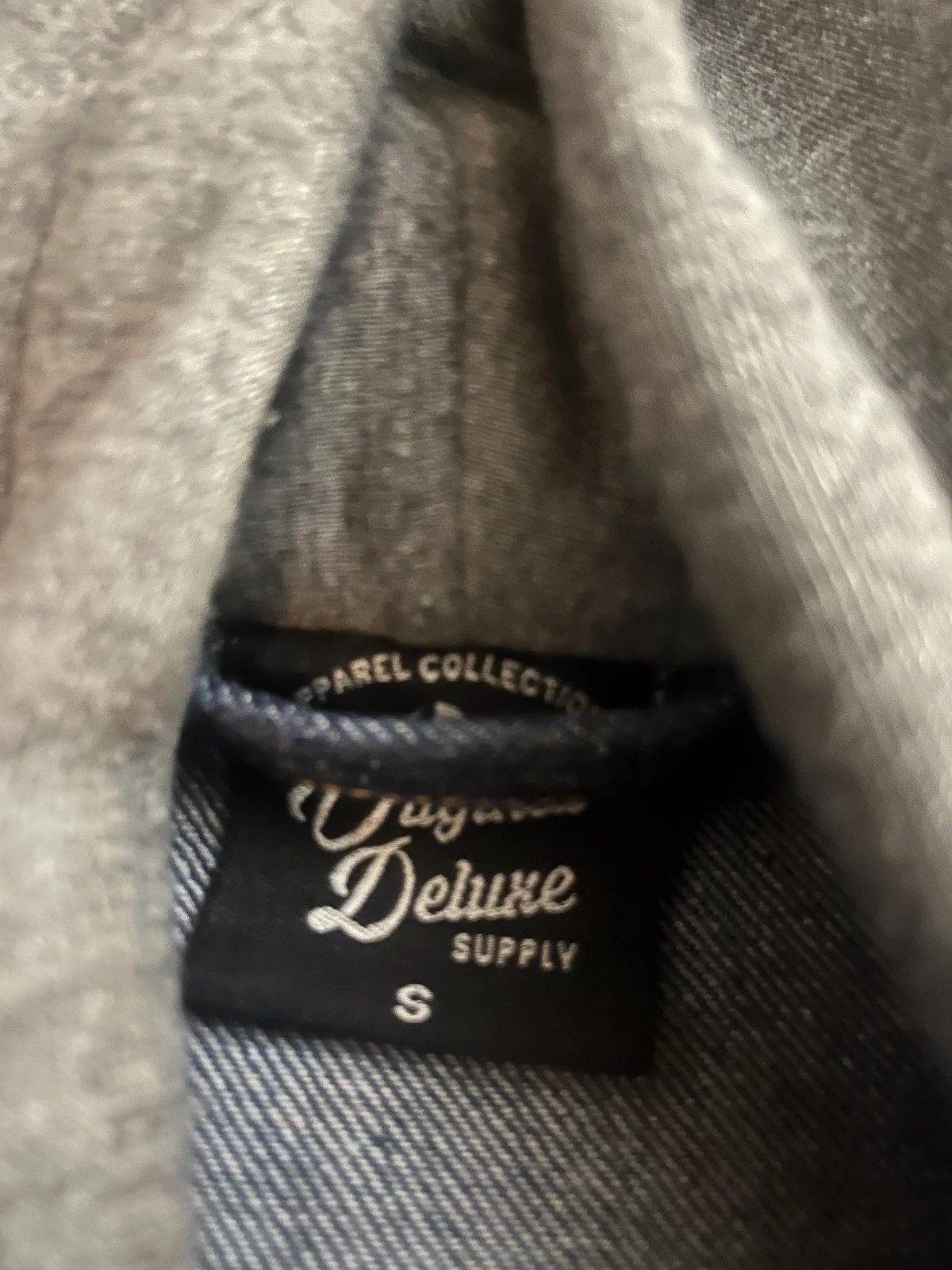 Original Deluxe Supply Denim Jacket with Gray Hood and Sleeves - product detail image 6