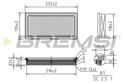 BREMSI FA0530 Air Filter for Nissan