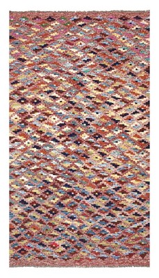 Handgefertigter afghanischer Kelim aus reiner Wolle abstrakt bunt nachhaltig 191 x 103 cm 