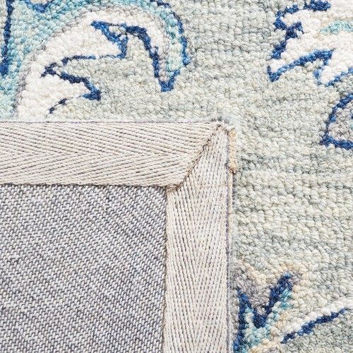 Micro-Loop Collection Area Rug - 8' x 10', Grey & Blue, Handmade Floral Frenc... - Picture 7 of 7