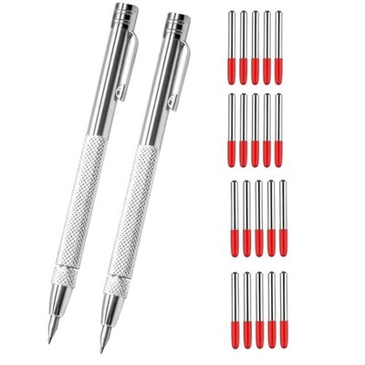 2er-Pack Hartmetall-Anreißnadel mit Magnet, Metallanreißnadel, mit 20 Zusät7014