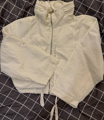 PULL&BEAR White Solid Puffer Jacket Full Zip High Collar Women's M