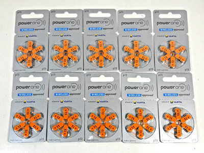 Lot 10 Pkgs (6x10=60) Genuine VARTA Hearing Aid Batteries #13 Zink Air Exp 1/27