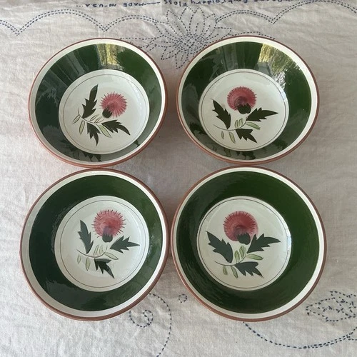 Stangl Pink Thistle Round Bowl Dessert Sauce Fruit Hand Painted Pottery 5-5/8" D