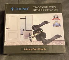 TICONN Traditional Wave Style Reversible Door Lever Matte Black