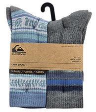 5 Pairs QuikSilver Beach Surf Ride Men's Crew Socks Multicolor Size 6-12 - NEW