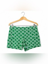 J. Crew Green Geometric Print Shorts Size 4 Classic Preppy Timeless Clean Girl