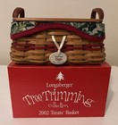Longaberger 2002 Treats Basket-Plastic Liner, 2 Fabric Liners/Lid/Ceramic Tie on — photo 1