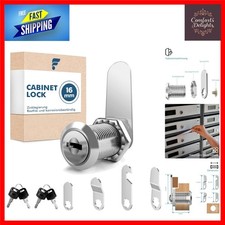 Secure Cabinet Cam Lock with 5 Plates and 4 Keys, 16mm Core
