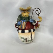 Fabric M ch  Moose or Reindeer Ornament with Shepards Crook  Gift NIB