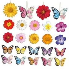 40 Pcs Spring Flower Butterfly Ornaments Decoration 20 Styles Large Multi Color