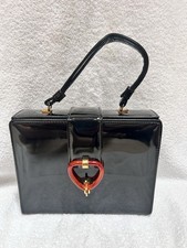 Vintage CARA Black Patent Leather Handbag / Travel Case Made In USA