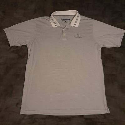 PEBBLE BEACH Mens Golf POLO Shirt Size LARGE  Performance Striped White