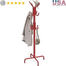 Durable Metal Coat Rack 12 Hooks Space Saving Entryway Organizer Coats Hats New
