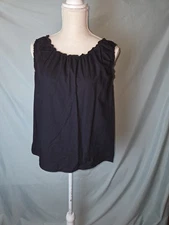 a.n.a Sz XXL Black Open Butterfly Back Sleeveless High Ruffle Neck  Blouse 