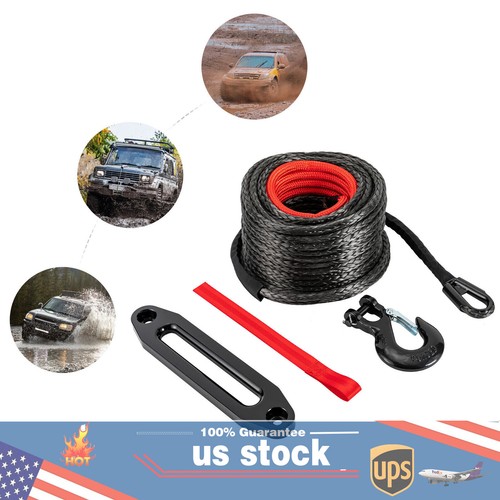 Synthetic Winch Line Cable Rope With Sleeve + Winch Hook 1/2"x92ft For ATV UTV - Picture 21 of 44