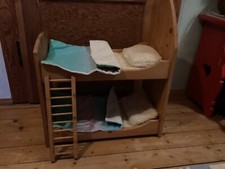 Puppenbett  Doppelstock , Holz, Unterlagen, Kissen, Decken alles selbstgemacht