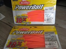 2 Packs Berkley Fishing PowerBait - 4" Floating Steelhead Worms - Sherbet Color