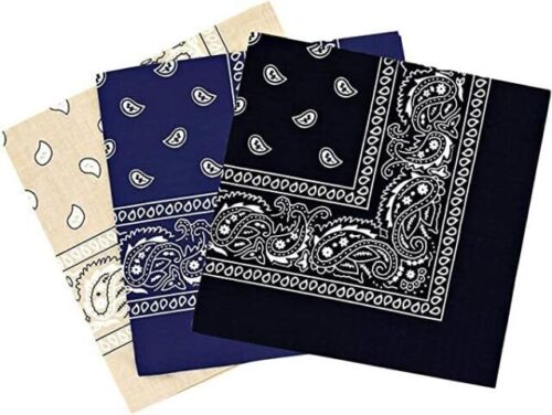 Pack De 3 Paisley Bandana Algodón Cubierta Cuello Bufanda Colores Surtidos Regalo - Imagen 6 de 29
