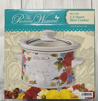The Pioneer Woman 1.5 Quart Slow Cooker Crock Pot, Sweet Rose, 3 Heat  Settings 