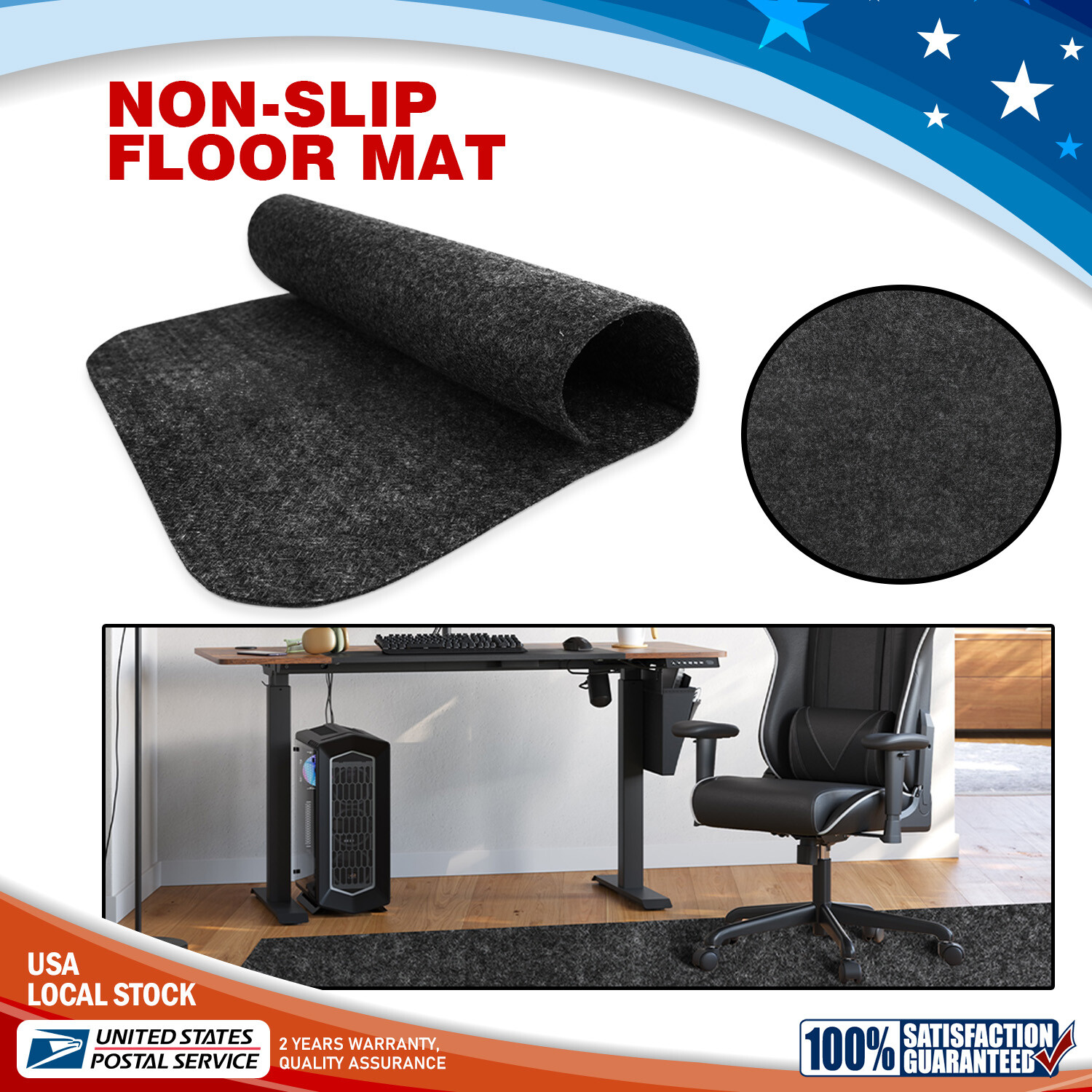 Hardwood Floor Office Chair Mat Non-Slip 1.1SQM Desk Mat-image