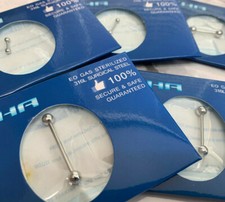 1pc Pre-Sterile Straight Barbell Tongue, Tragus, Nipple Ring 316L Surgical Steel