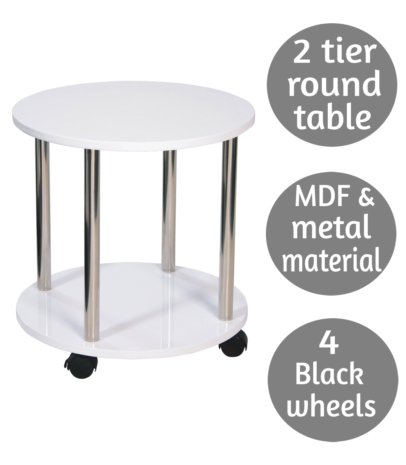 Small Sofa Side Table Coffee End Round 2 Tier Shelf Unit Living Room