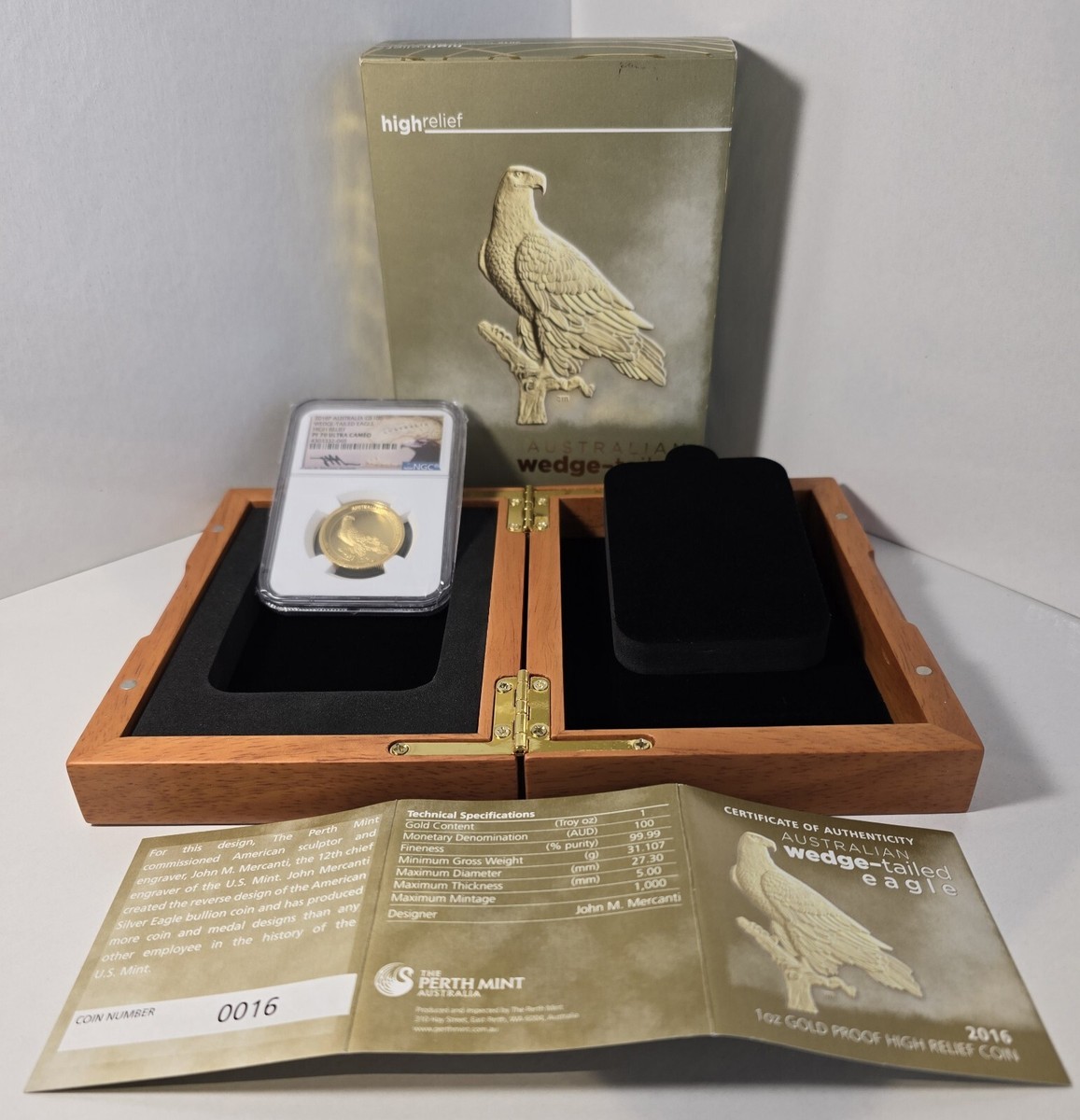 アメリカンダイナバースツール1脚価格(美品)＊ゴールデンウィーク価格＊ 2016 P Australia 1oz Proof Gold Wedge-Tailed Eagle NGC HR