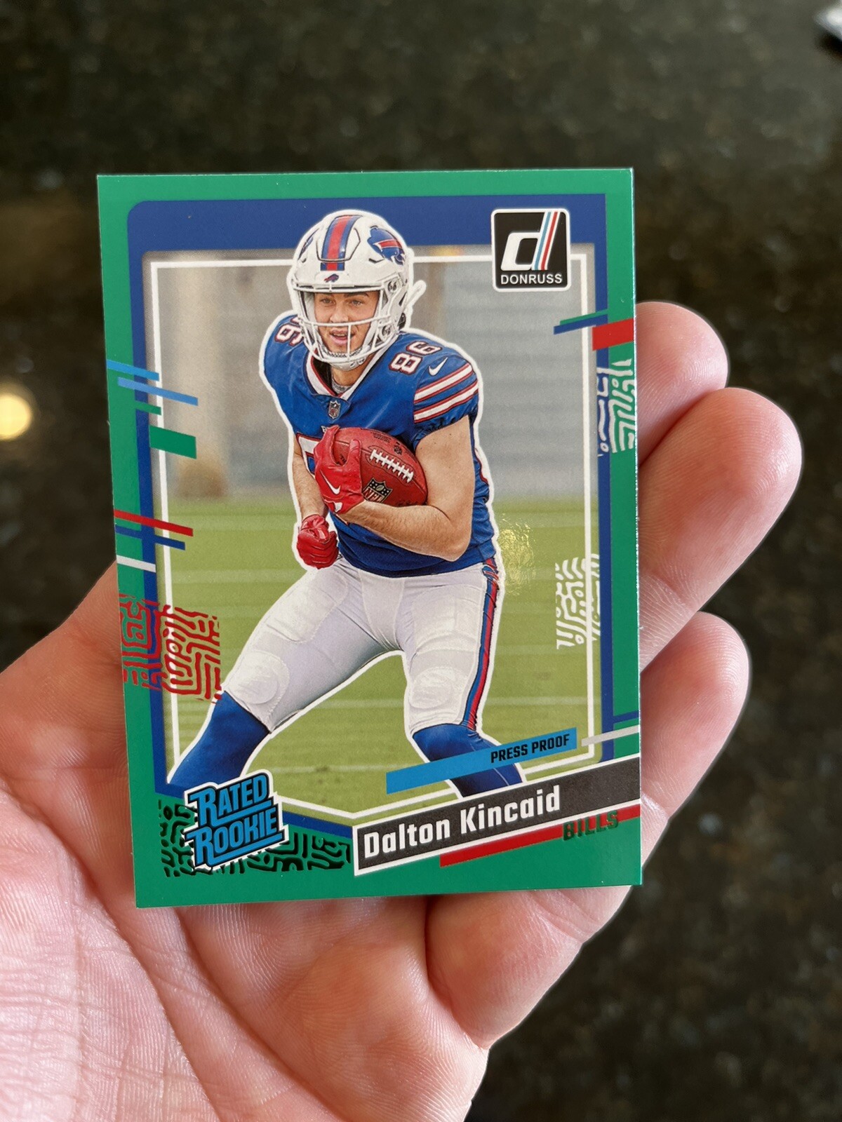 2023 Donruss Dalton Kincaid Green Press Proof Rated Rookie RC #308 Bills