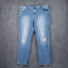 Lane Bryant Jeans Womens 20 Blue High Rise Straight Medium Wash Distressed Denim