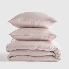 NWOT Quince King Cal King Duvet Set Shams Organic Bamboo Soft Blush