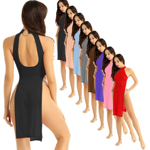 Womens Lingerie Dress Ultra Thin Nightgown High Slit Leg Cheongsam Nightwear - Picture 3 of 98