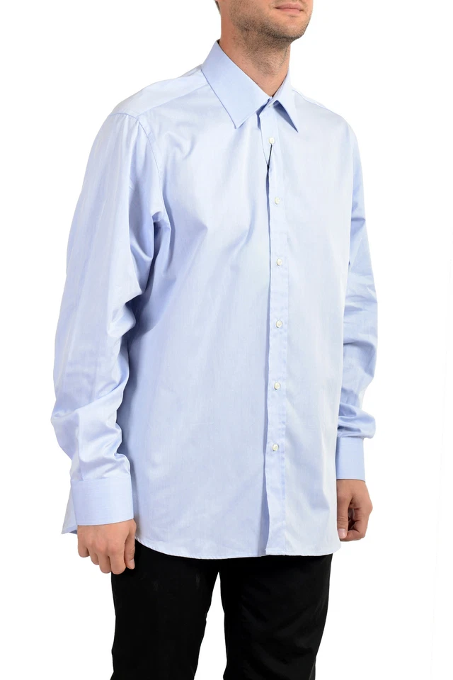 Camisa de vestir Dolce & Gabbana para hombre azul con botones manga larga talla 16,5 17 Foto 3 de 4