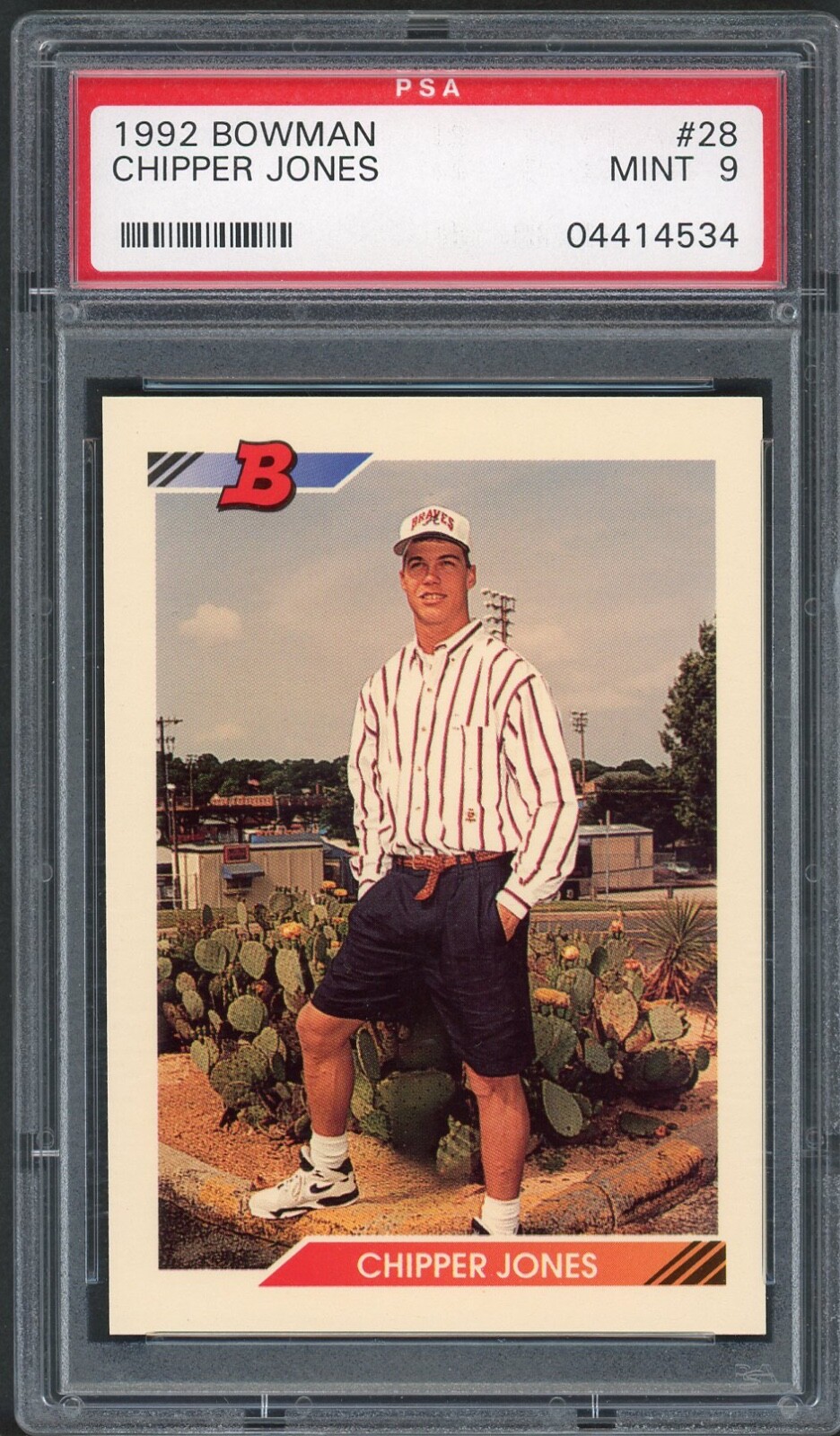 1992 Bowman #28 CHIPPER JONES RC PSA 9 MINT HOF