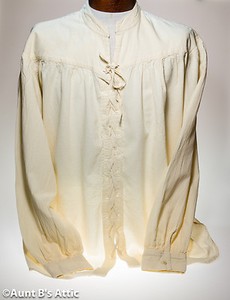 medieval shirt prima cotton collar mandarin ecru renaissance laced