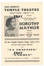 1944 Program Playbill Dorothy Maynor Ernst Victor Wolff Temple Theatre Tacoma WA