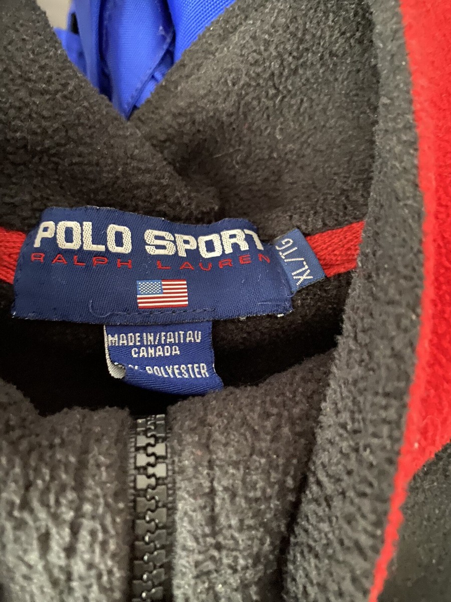 レア90s polo sport half zip fleece USA 星条旗 Vintage Polo Sport by Ralph Lauren USA Flag Spell Out