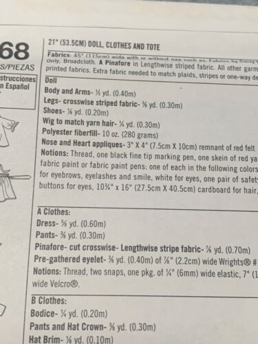 Simplicity 5868 Raggedy Ann & Andy 21" Doll Clothes Tote Sewing Pattern Uncut 20 - Picture 3 of 3