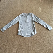 Skims Light Heather Gray Ribbed Henley Long Sleeve T-Shirt, Size 3X NWT