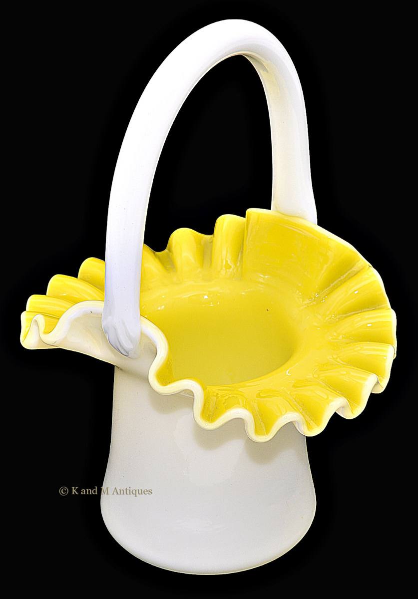 Fenton Yellow Overlay #1924 5” Basket | eBay