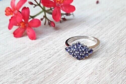 Round Cut Simulated Sapphire Women's Wedding Band Ring In 14k White Gold Plated - Picture 2 of 5