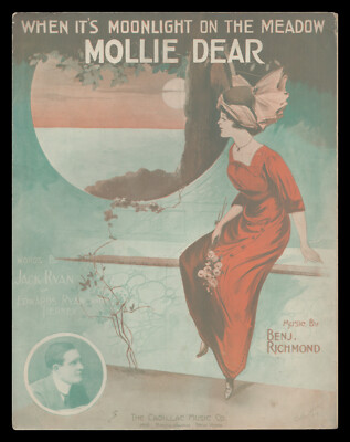 When It's Moonlight On The Meadow MOLLIE DEAR 1912 JACK RYAN Vintage Sheet Music