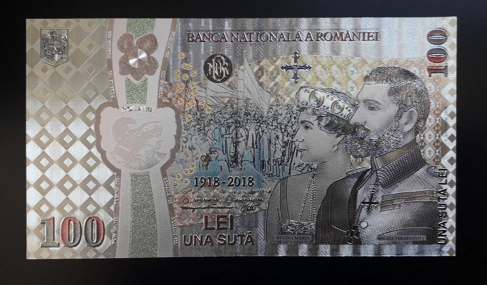ROMANIA 100 LEI 2018 SILVER PLATED POLYMER BANKNOTE-100 YEARS THE GREAT UNION - Image 3 of 4